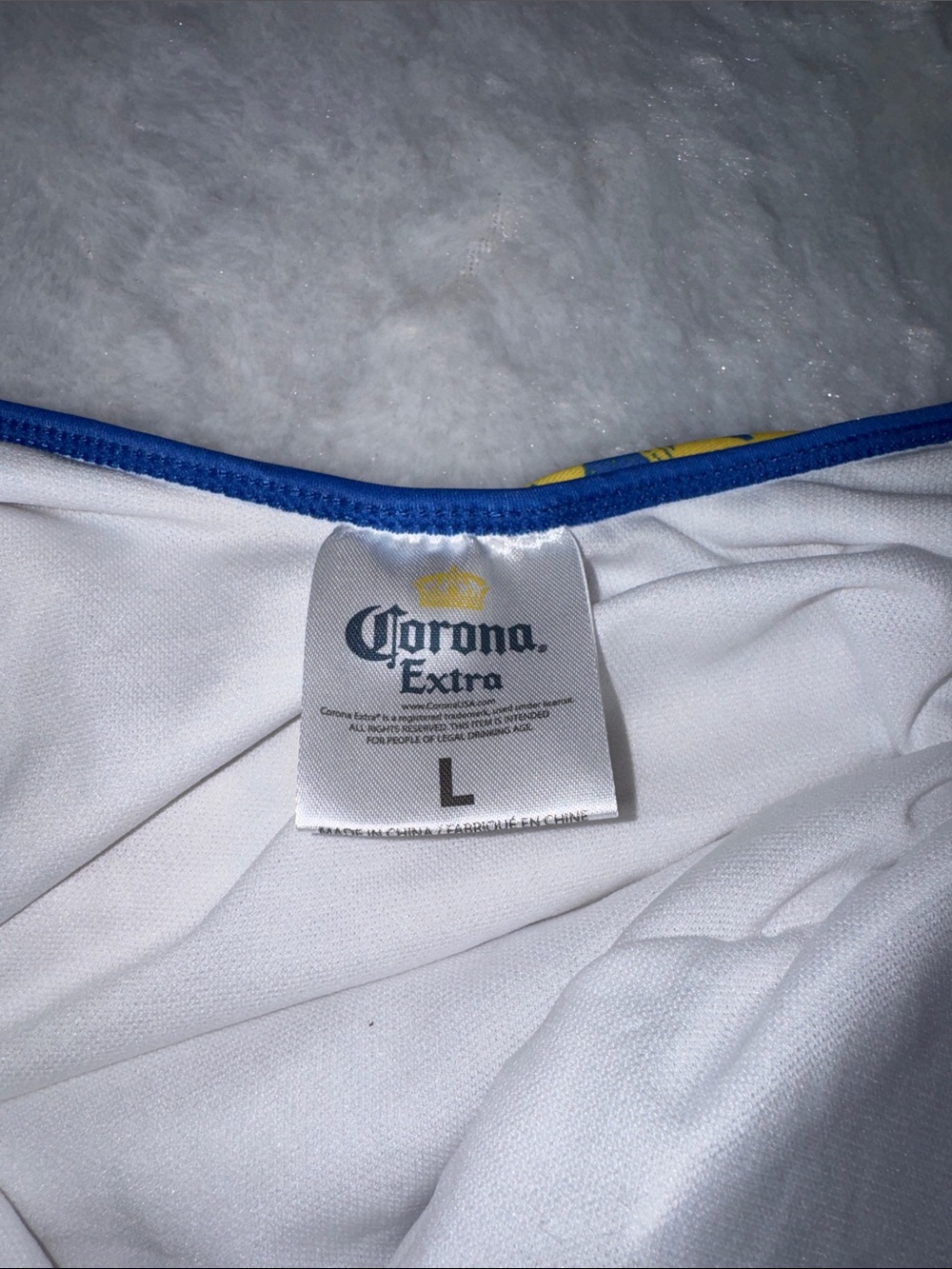Corona Women One-Piece Swimsuit in White with Blue Trim and Yellow Logo - Picture 2 of 8